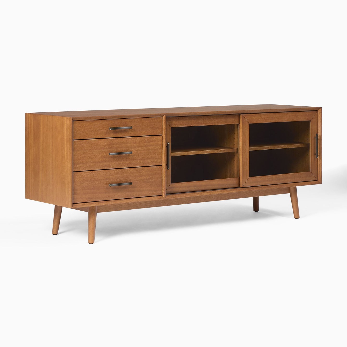 Mid-Century Glass Media Console (72"–80")