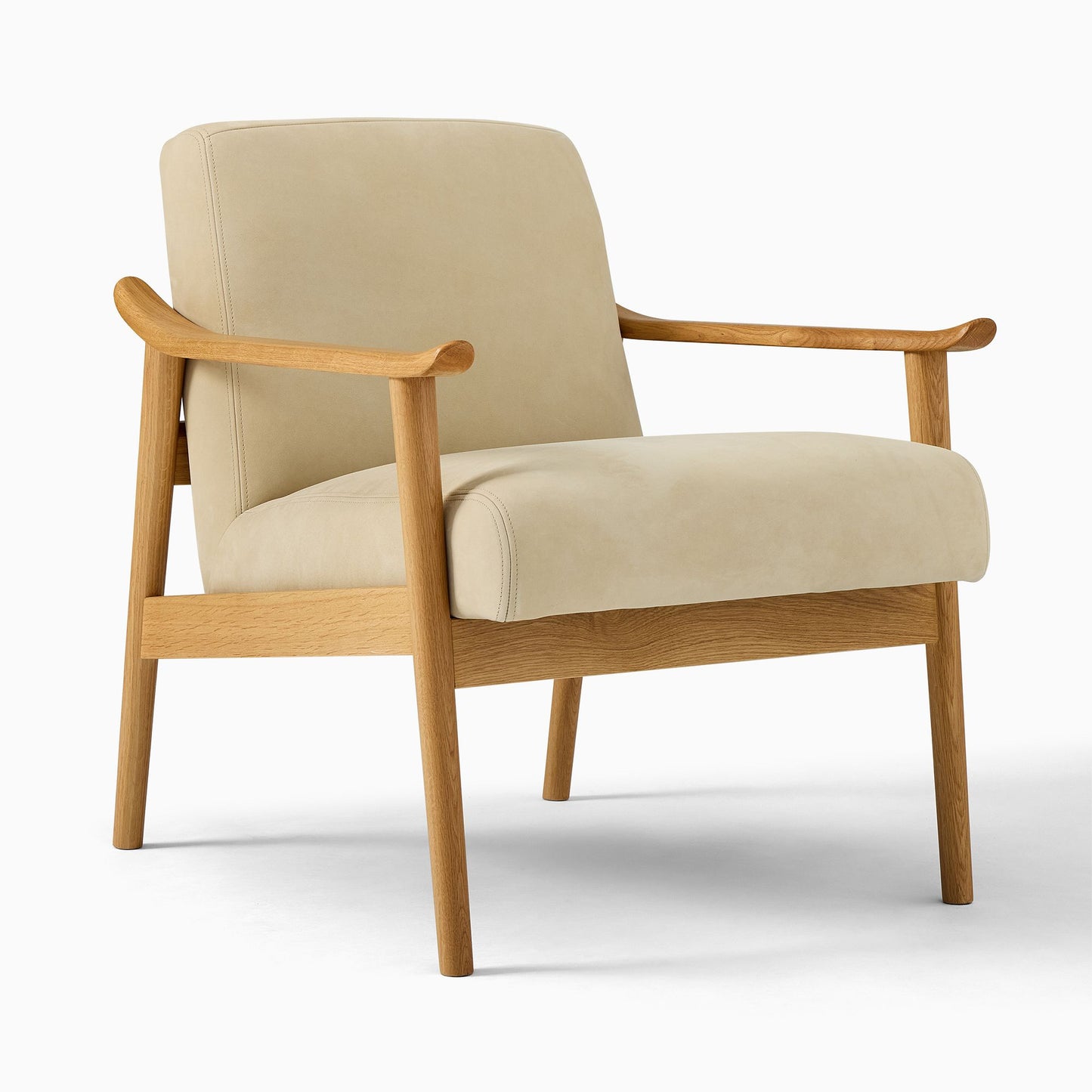 Mid-Century Leather Show Wood Chair