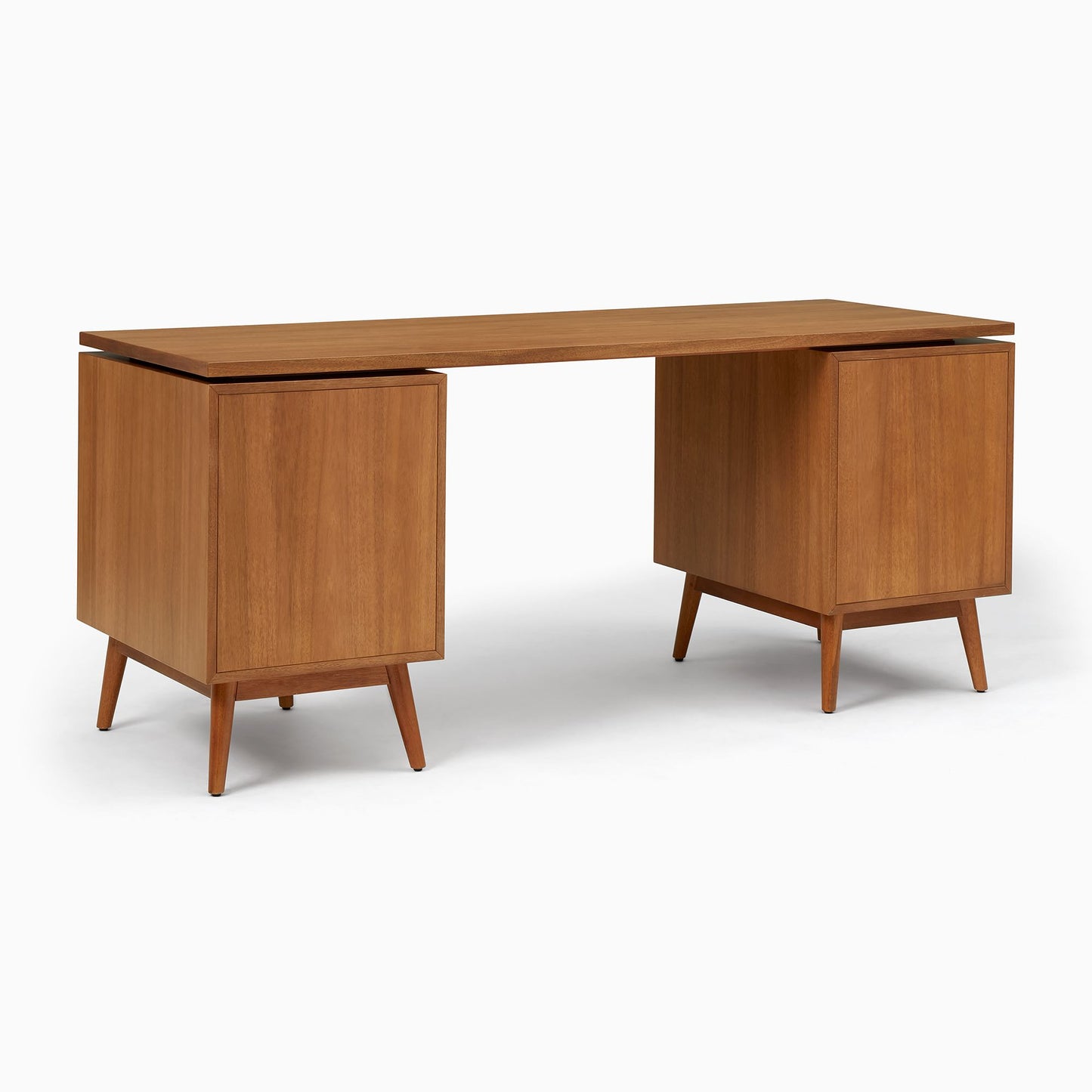 Mid-Century Modular Desk W/ 2 File Cabinets (70")