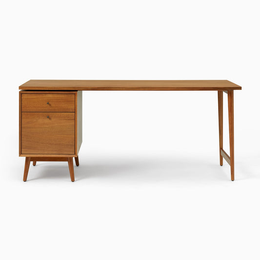 Mid-Century Modular Desk W/ File Cabinet (70") - Ada