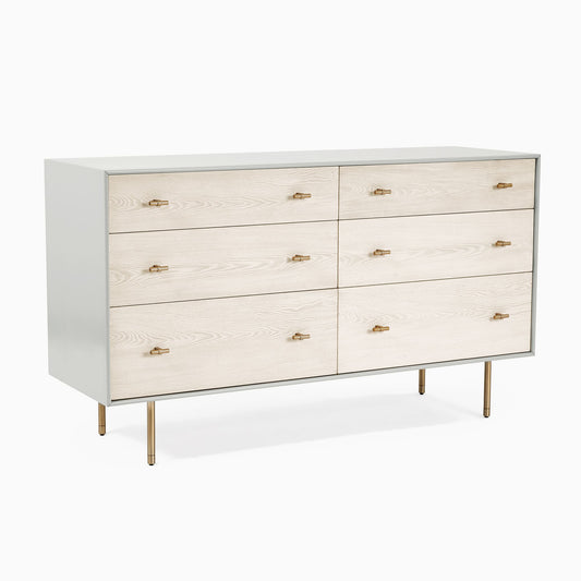 Modernist Wood & Lacquer 6-Drawer Dresser (58") - Winter Wood