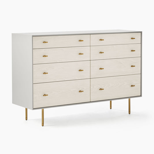 Modernist Wood & Lacquer 8-Drawer Dresser (58") - Winter Wood