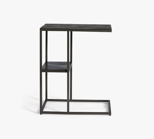 Duke Rectangular Metal C-Table With Shelf (20")