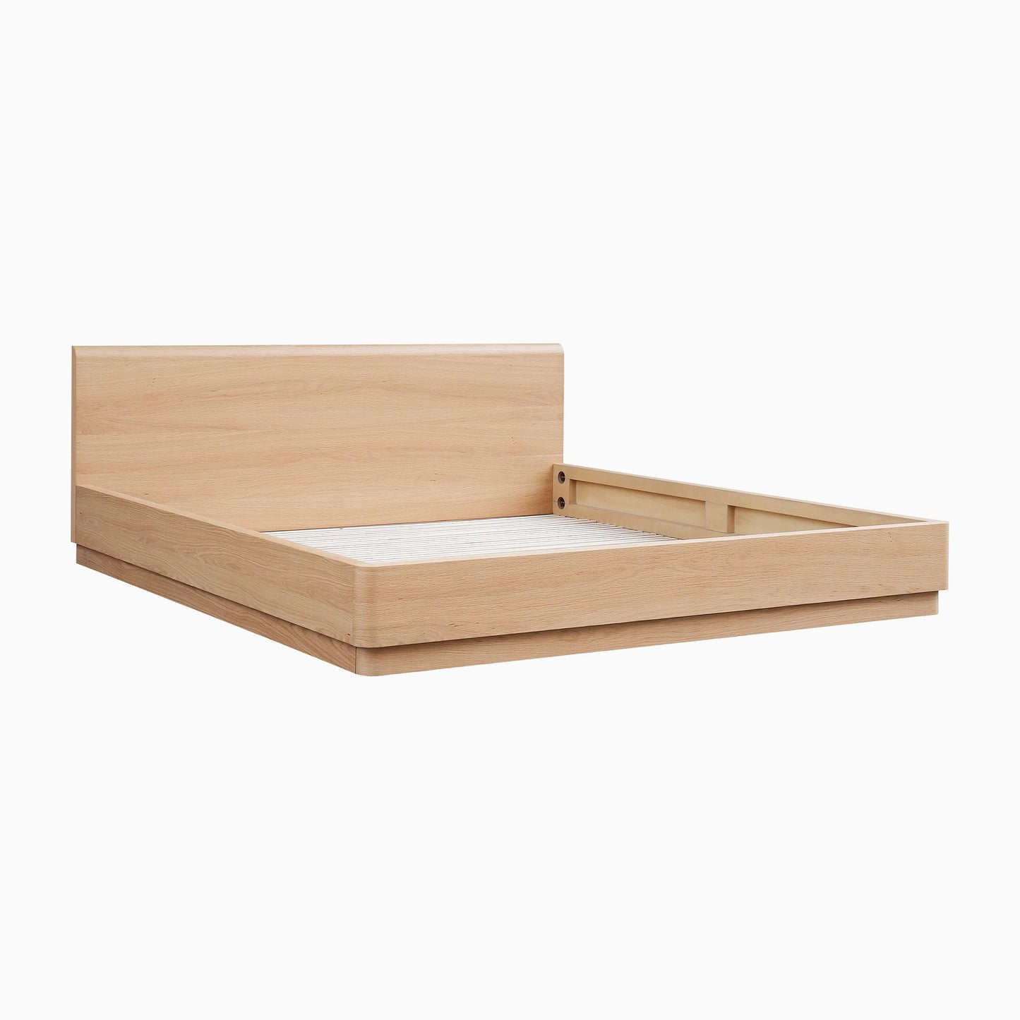 Rina Curved Oak Pedestal Bed