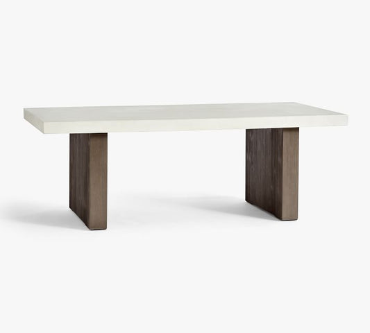 Pomona Concrete & Acacia Rectangular Outdoor Dining Table (86")