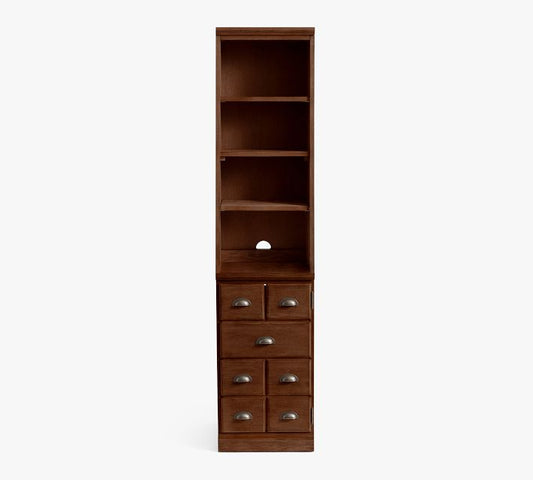 Printer's Narrow Bookcase With File Cabinet (16")