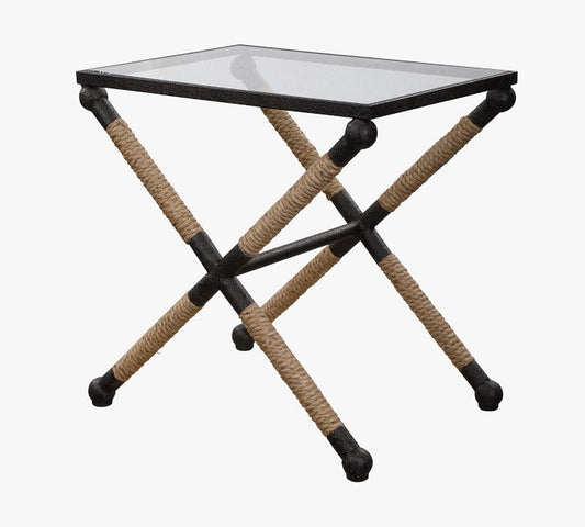 Rora Rectangular Metal & Glass Accent Table (22")