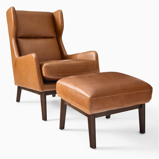 Ryder Leather Chair & Ottoman Set