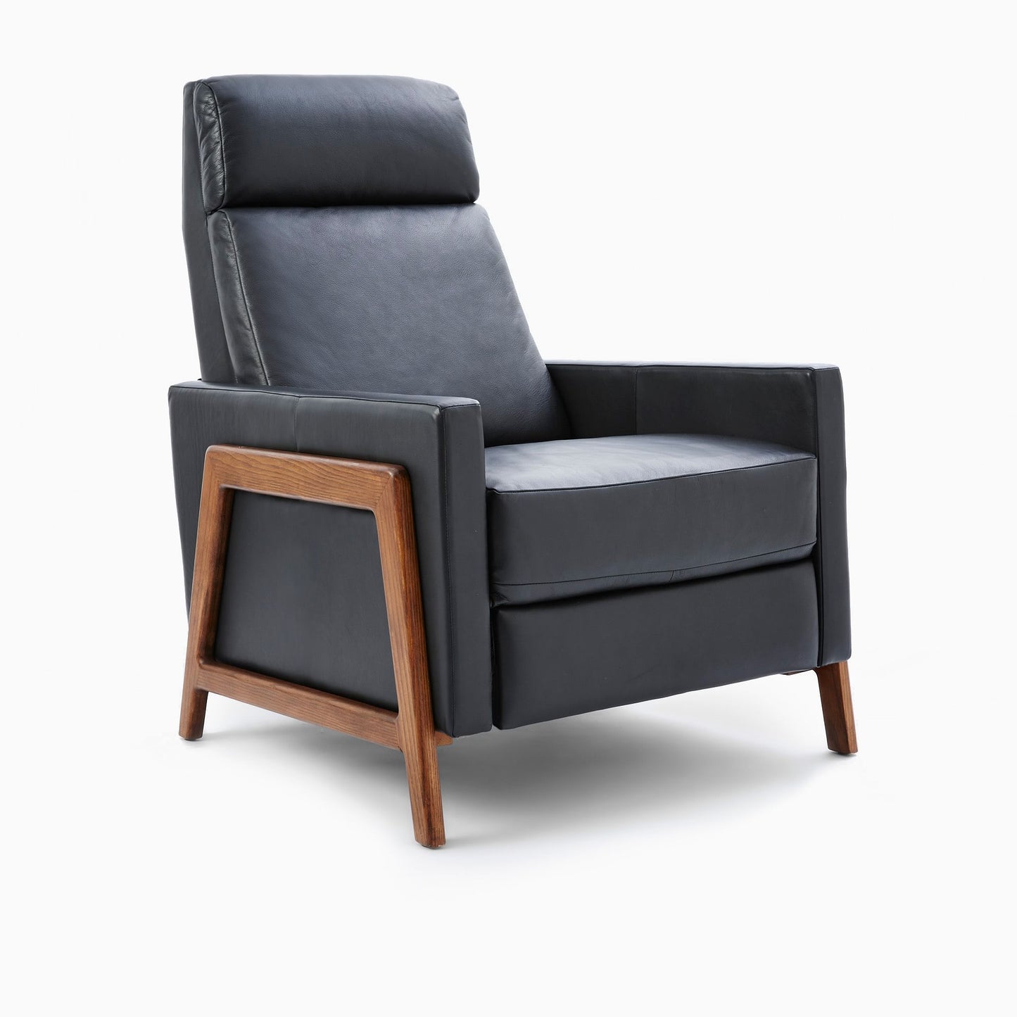 Spencer Wood-Framed Leather Recliner