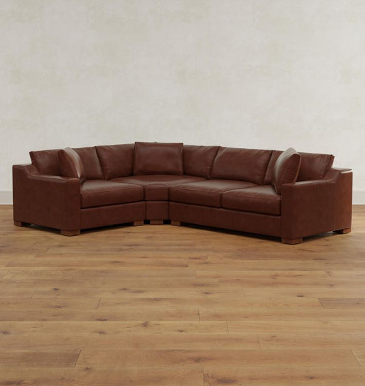 Sublimity Leather 3-Piece Arm Sofa With Wedge Corner