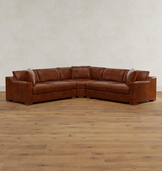 Sublimity Leather 3-Piece Double Sofa With Wedge Corner