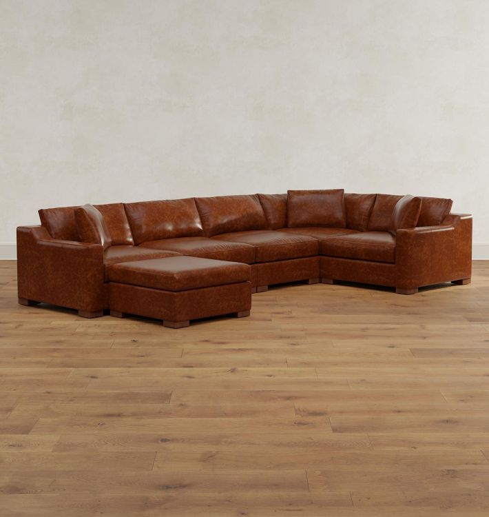 Sublimity Leather 6-Piece Sectional Sofa With Ottoman