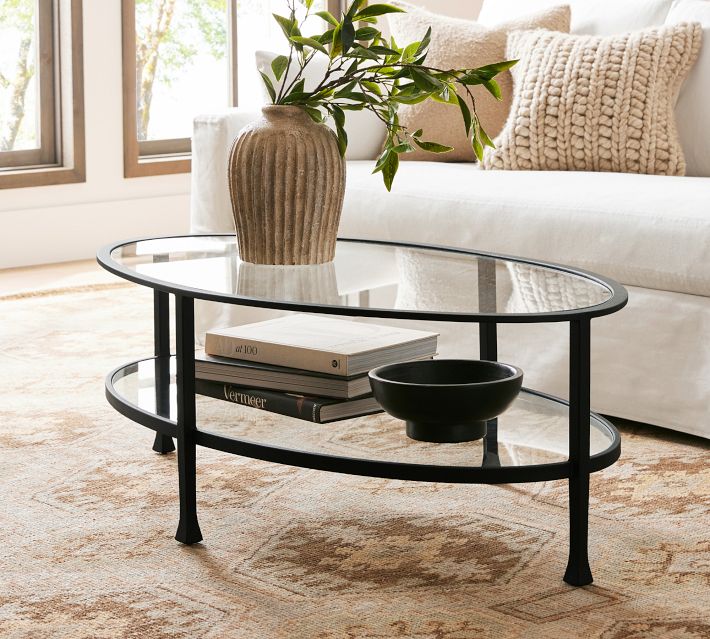 Tanner Oval Glass Coffee Table (47.5")