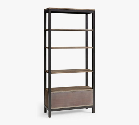 Thorndale Reclaimed Wood Open Bookcase With Drawers (34")