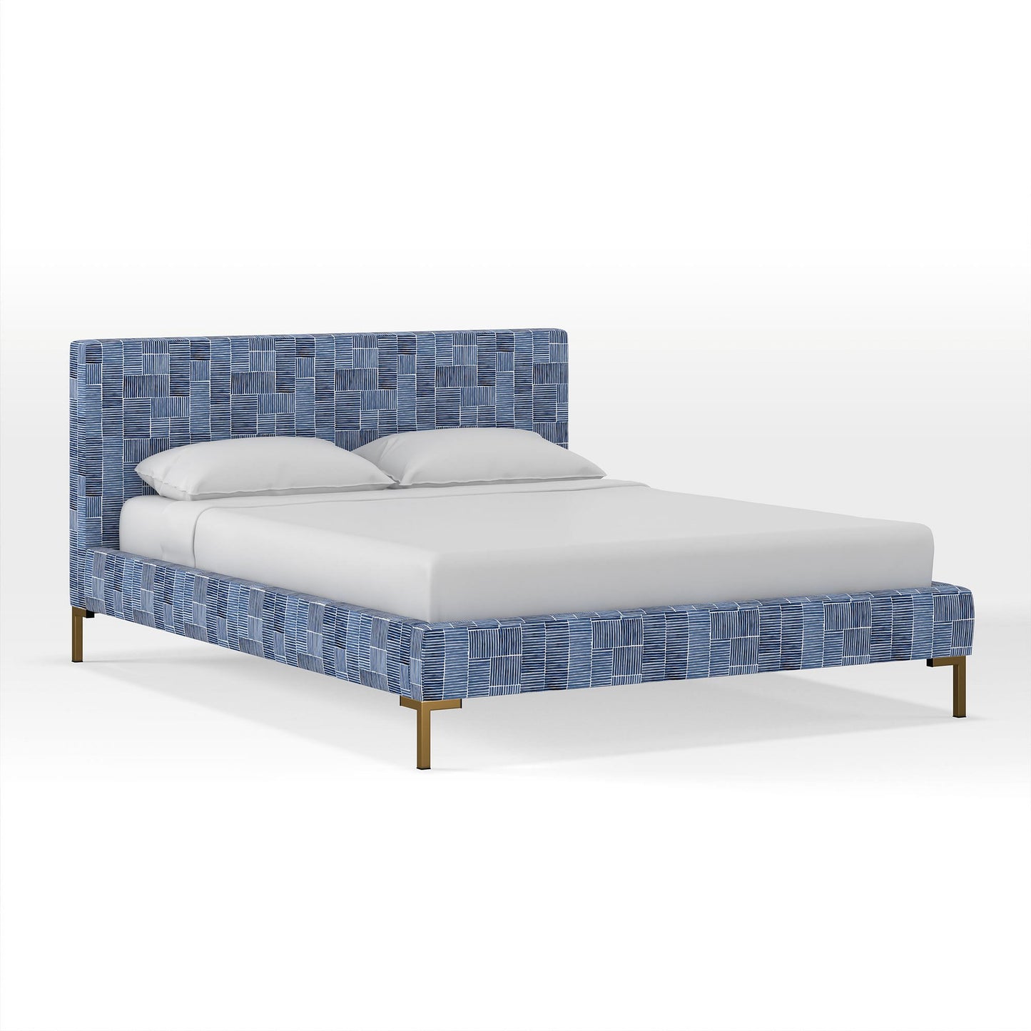 Upholstered Platform Bed - Metal Legs