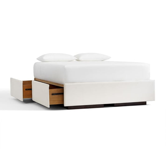 Upholstered Platform Bed With Footboard Or Side Storage