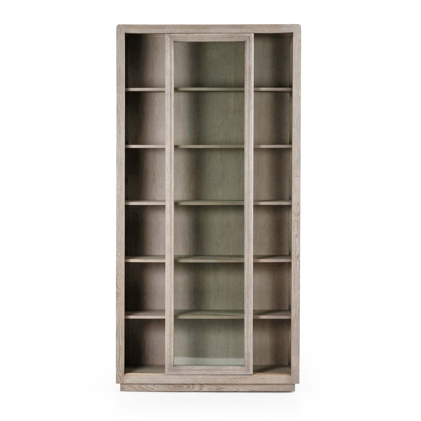 Washed Gray Oak & Glass Cabinet