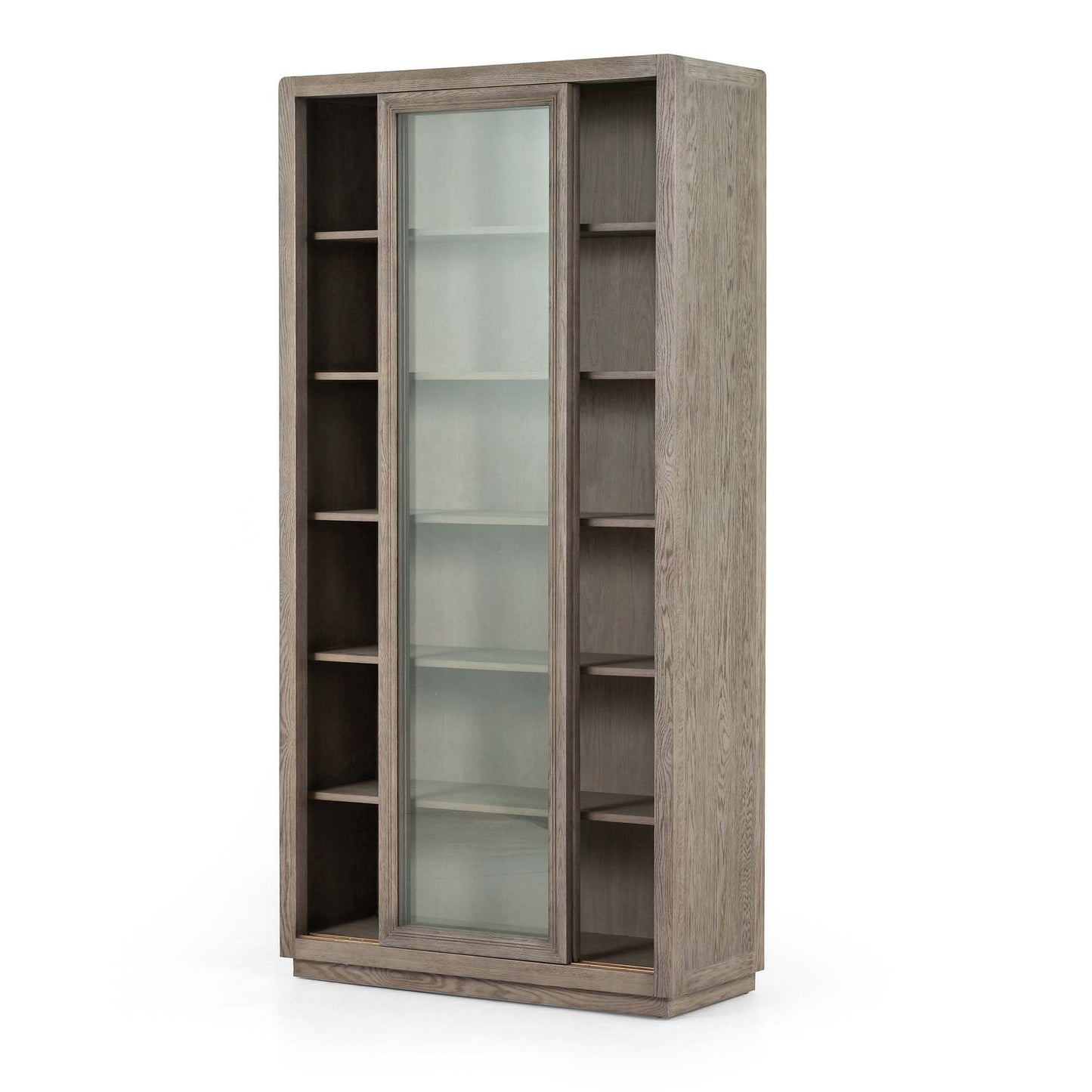 Washed Gray Oak & Glass Cabinet