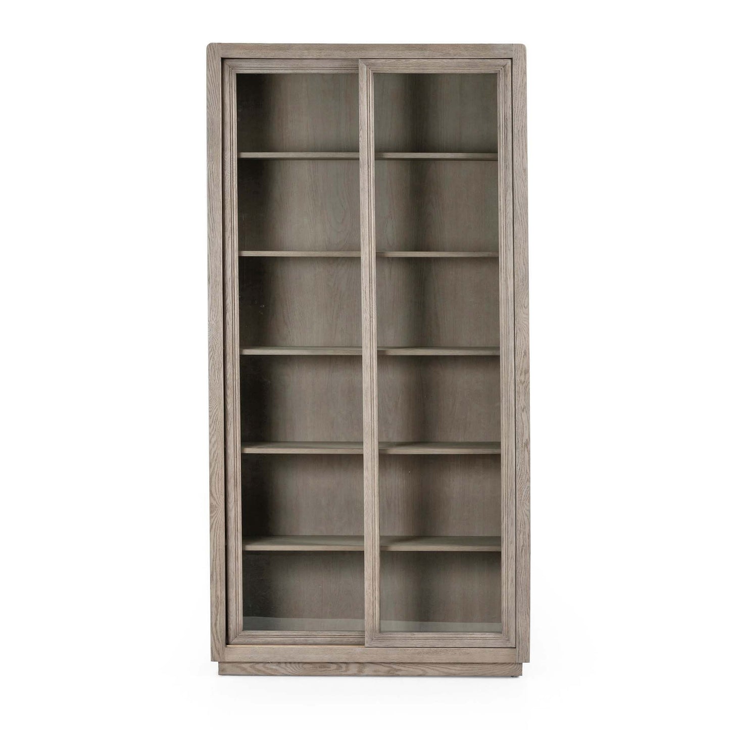 Washed Gray Oak & Glass Cabinet