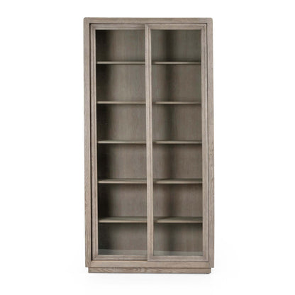 Washed Gray Oak & Glass Cabinet