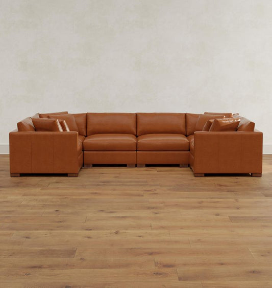 Wrenton Leather 6-Piece U-Shape Sectional Sofa