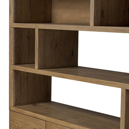 Zelina Oak Wide Bookcase (84")